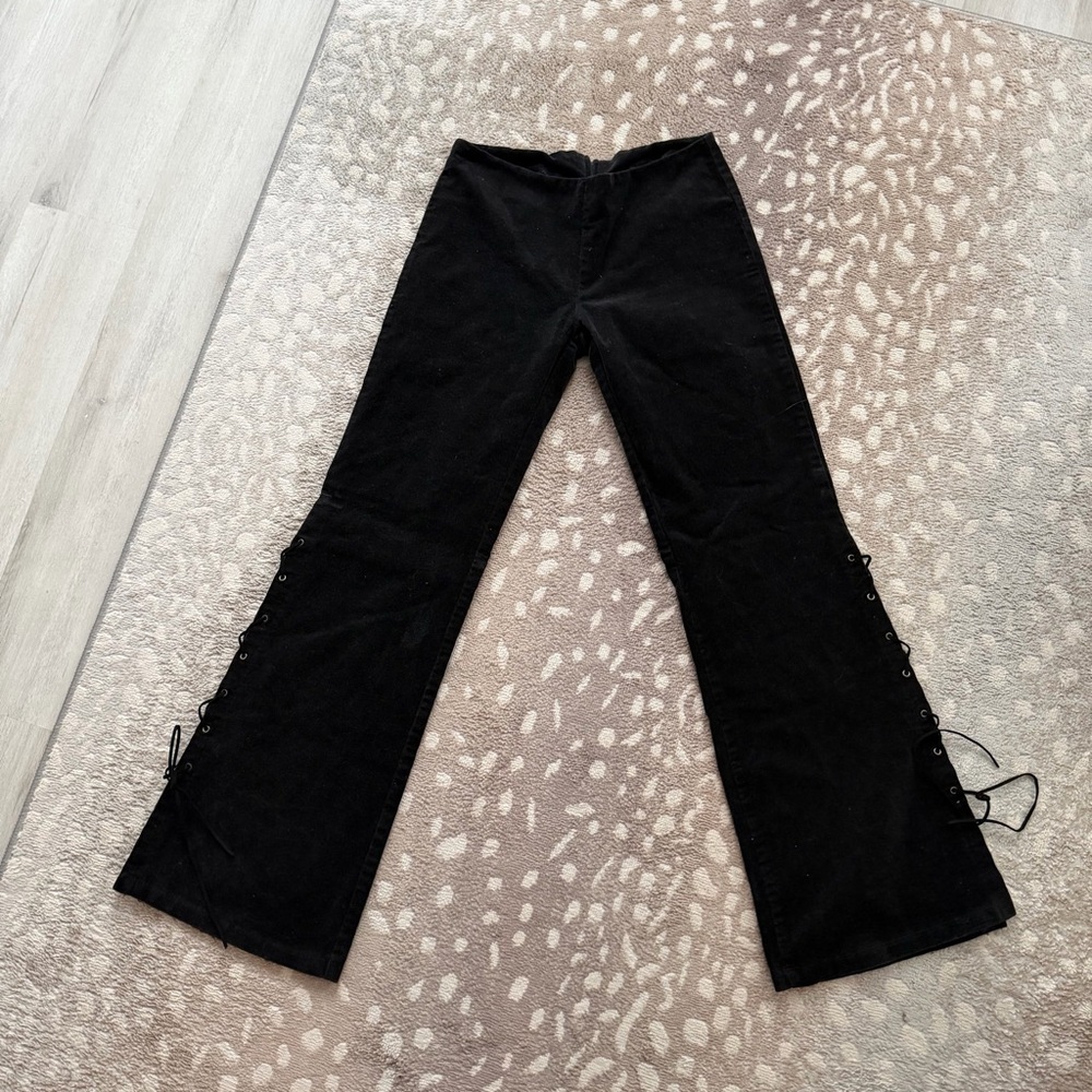 Black Lace-Up Flare Pants y2k low rise black flare vanilla ville size 3